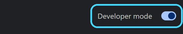The Developer mode switch in the top right corner, on and circled