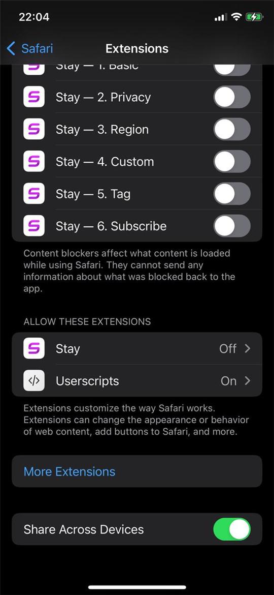 Safari extensions, Userscripts turned on